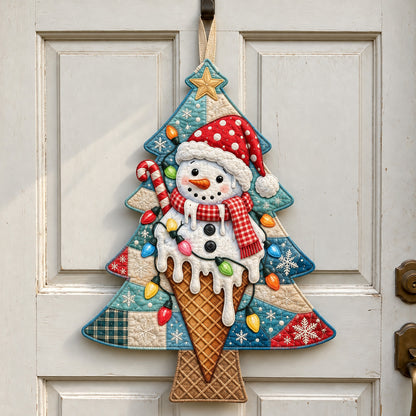 Christmas Ice Cream Snowman Custom Shape Quilted Door Hanger GFTOHNL5253