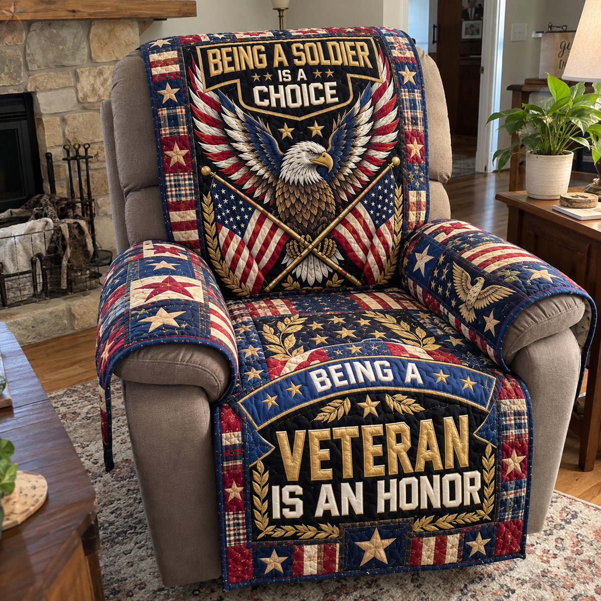 Proud American Veteran Eagle Quilted Sofa Cover GFTOHNL5255