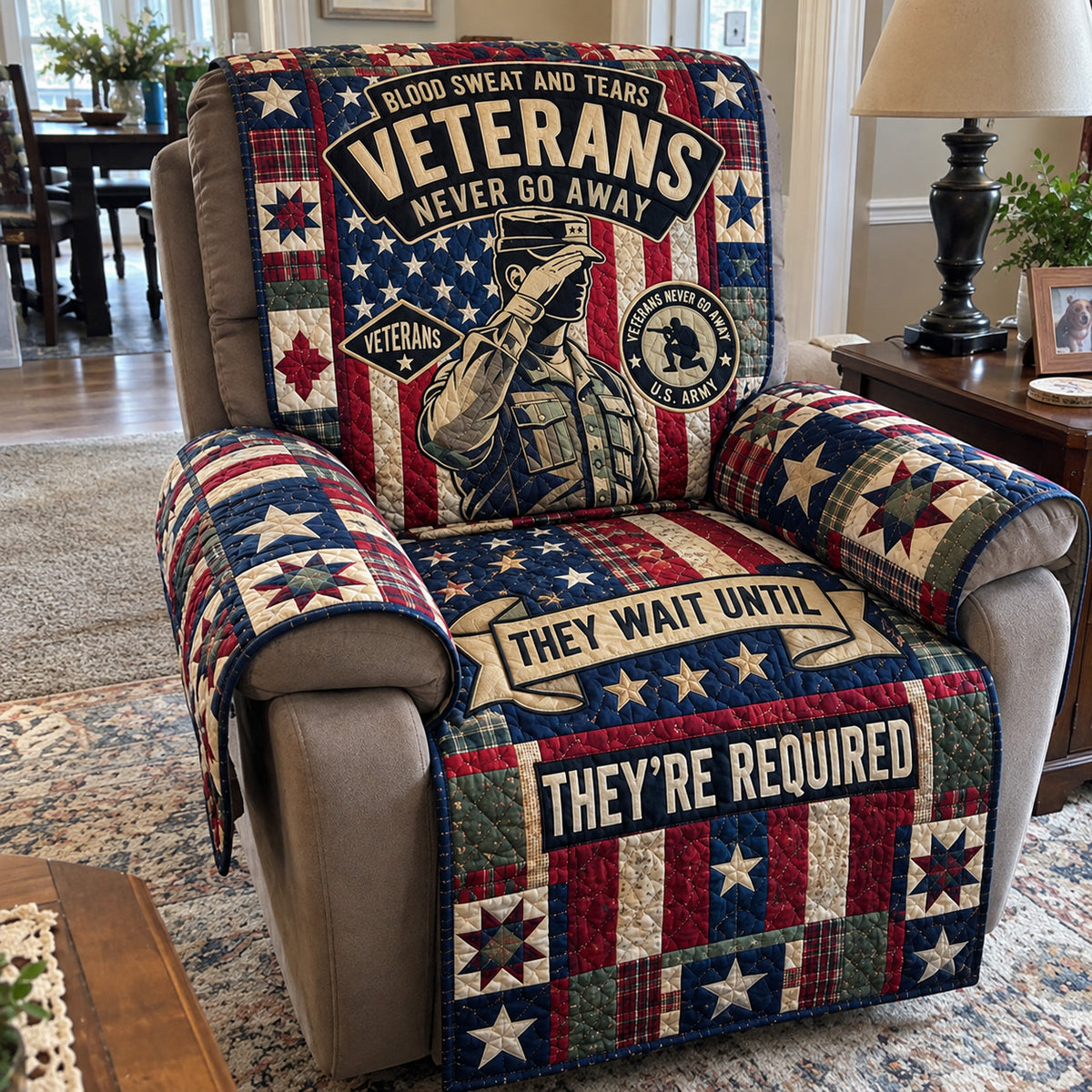 Veterans Never Go Away Quilted Sofa Cover GFTOHNL5260