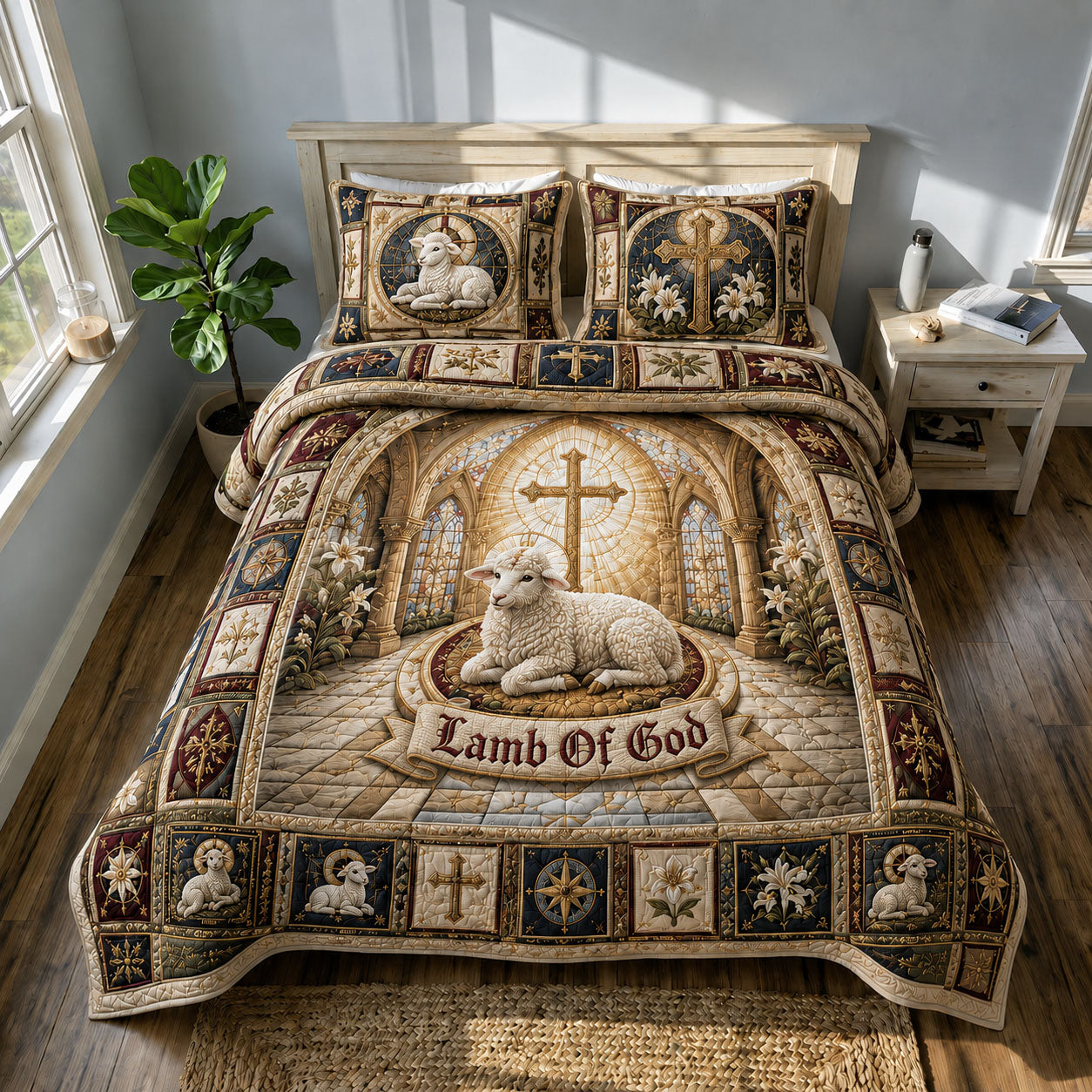 Lamb Of God 3-Piece Quilted Bedding Set GFTOHNL531