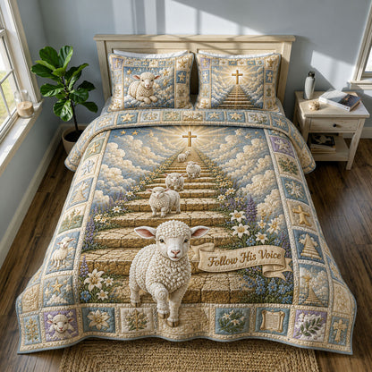 Follow His Voice 3-Piece Quilted Bedding Set GFTOHNL532