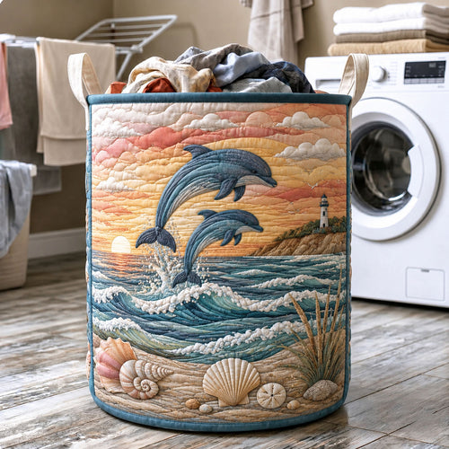 Sunset Dolphins Quilted Laundry Basket GFTOHNL540