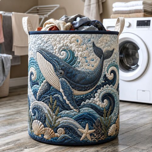 Ocean Whale Quilted Laundry Basket GFTOHNL542