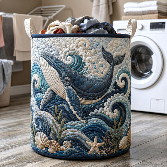 Ocean Whale Quilted Laundry Basket GFTOHNL542