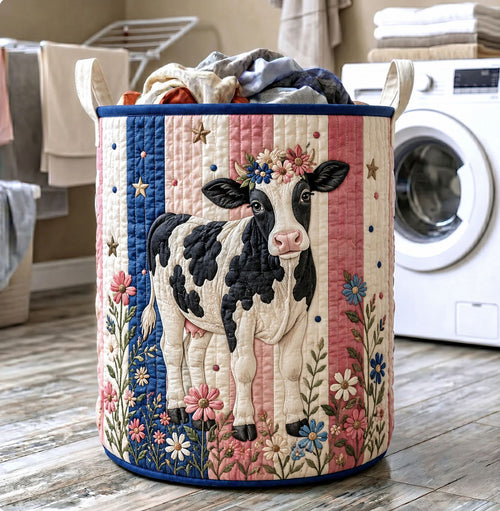 Floral Cow Quilted Laundry Basket GFTOHNL544