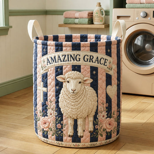 Amazing Grace Sheep Quilted Laundry Basket GFTOHNL545