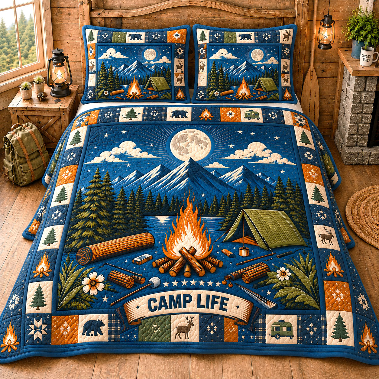 Camp Life 3-Piece Quilted Bedding Set GFTOHNL57