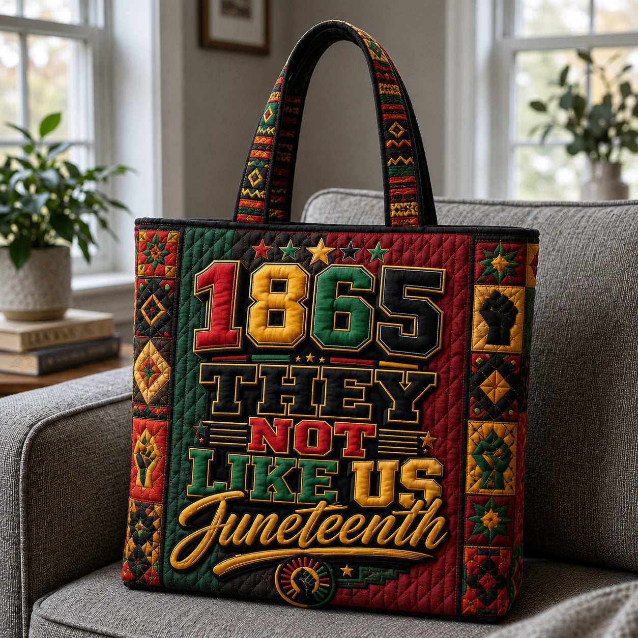 1865 They Not Like Us Juneteenth Quilted Tote Bag GFTOHNL593