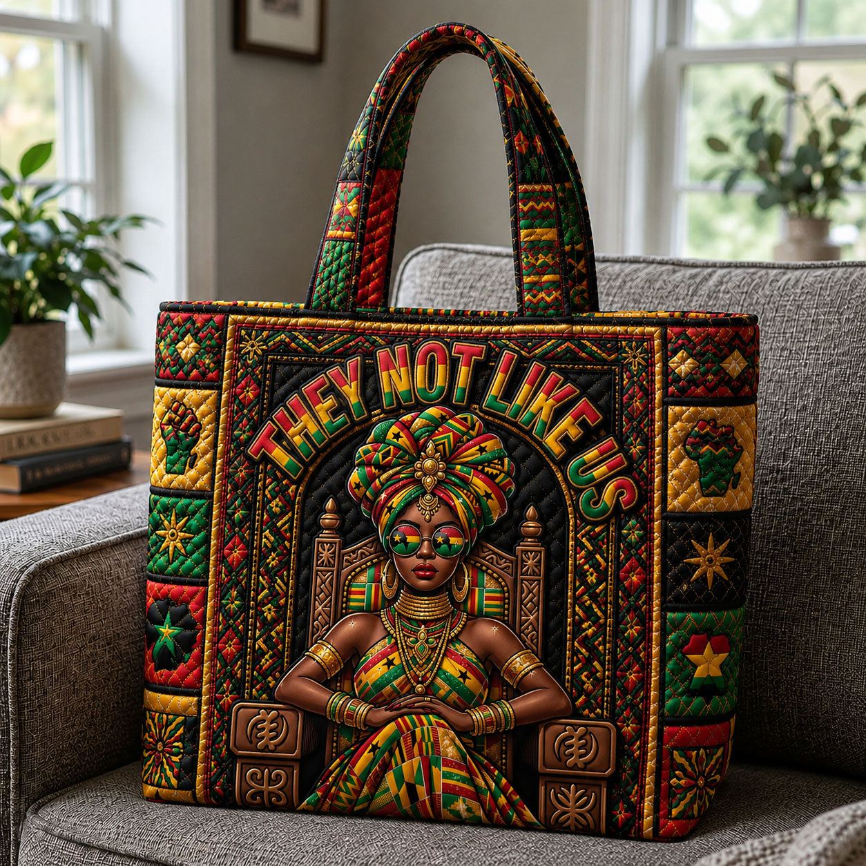 They Not Like Us African Queen Quilted Tote Bag GFTOHNL595