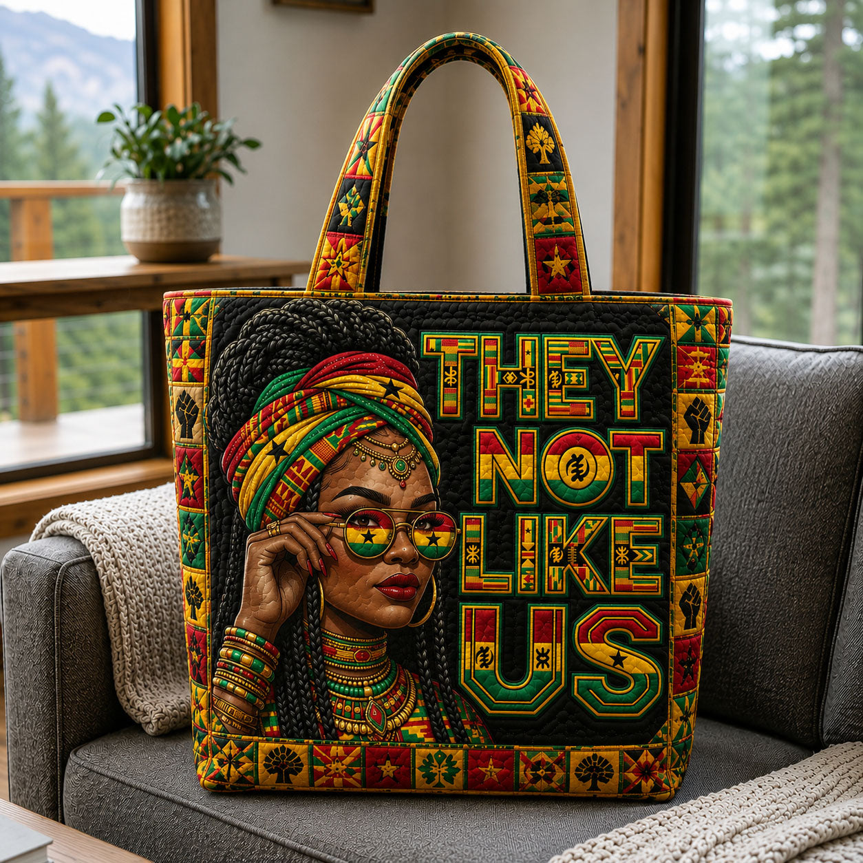 They Not Like Us Afrocentric Beauty Quilted Tote Bag GFTOHNL596
