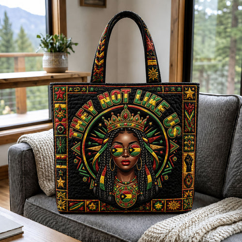 They Not Like Us Afro Queen Crown Quilted Tote Bag GFTOHNL599