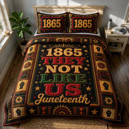 1865 They Not Like Us Juneteenth Heritage 3-Piece Quilted Bedding Set GFTOHNL600
