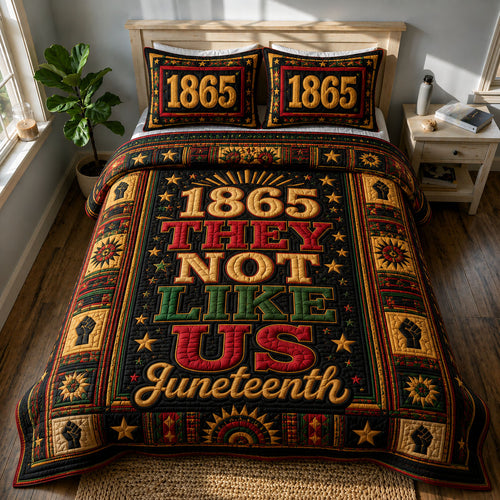 1865 They Not Like Us Juneteenth Heritage 3-Piece Quilted Bedding Set GFTOHNL600