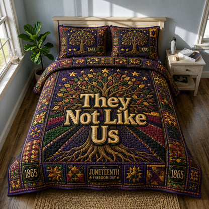 They Not Like Us Freedom Tree Juneteenth 3-Piece Quilted Bedding Set GFTOHNL601