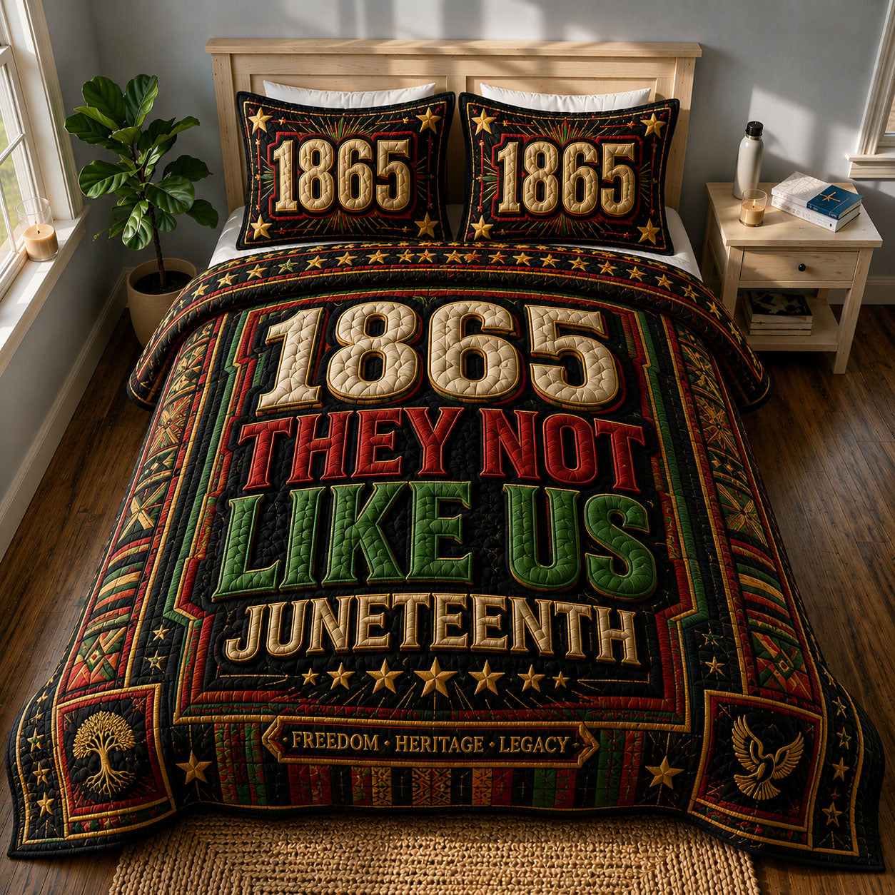 1865 They Not Like Us Legacy Juneteenth 3-Piece Quilted Bedding Set GFTOHNL602