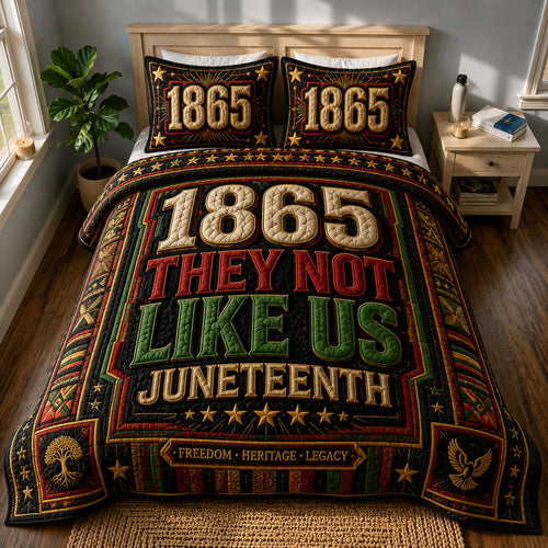 1865 They Not Like Us Legacy Juneteenth 3-Piece Quilted Bedding Set GFTOHNL602