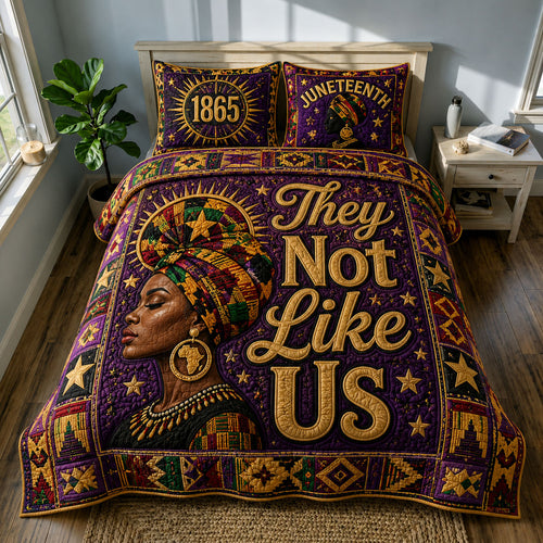 They Not Like Us African Queen Juneteenth 3-Piece Quilted Bedding Set GFTOHNL603