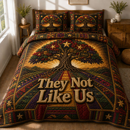 They Not Like Us Heritage Tree Juneteenth 3-Piece Quilted Bedding Set GFTOHNL606