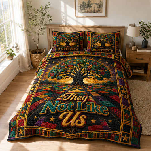 They Not Like Us Celebration Tree 3-Piece Quilted Bedding Set GFTOHNL608
