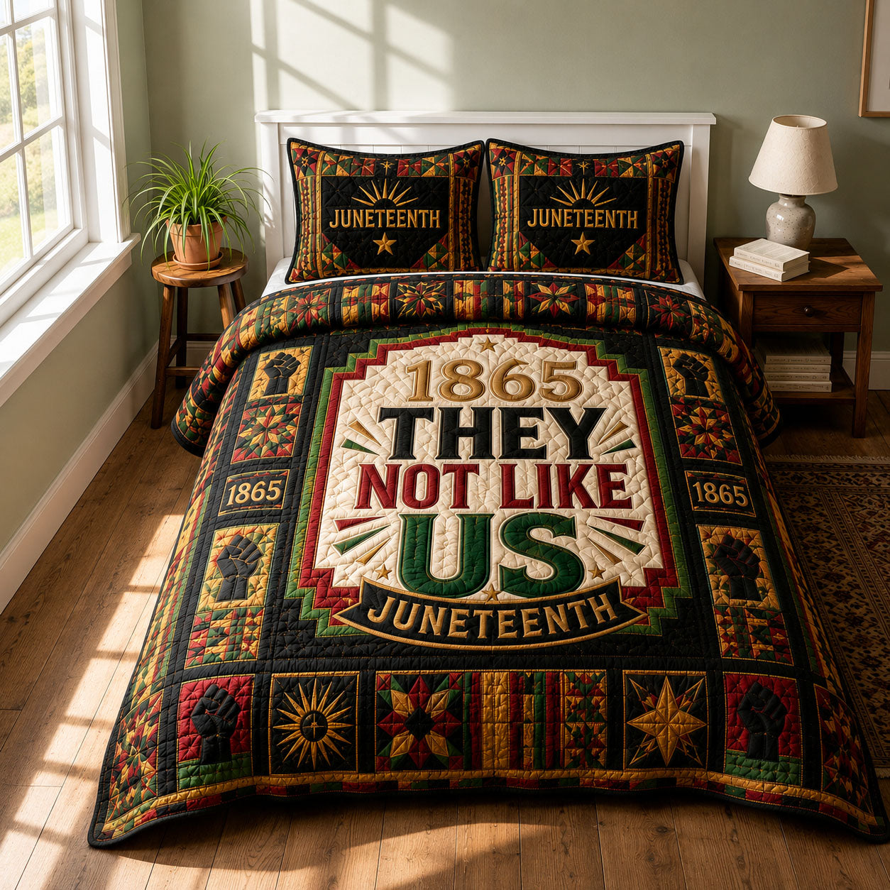 1865 They Not Like Us Juneteenth 3-Piece Quilted Bedding Set GFTOHNL609
