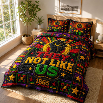 They Not Like Us Black Excellence 3-Piece Quilted Bedding Set GFTOHNL610