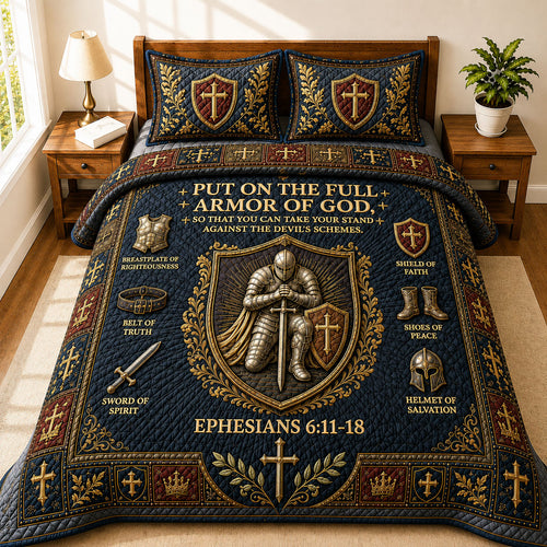 Full Armor Of God 3-Piece Quilted Bedding Set GFTOHNL636