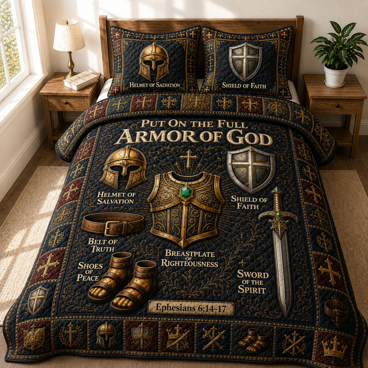 Armor Of God  3-Piece Quilted Bedding Set GFTOHNL639