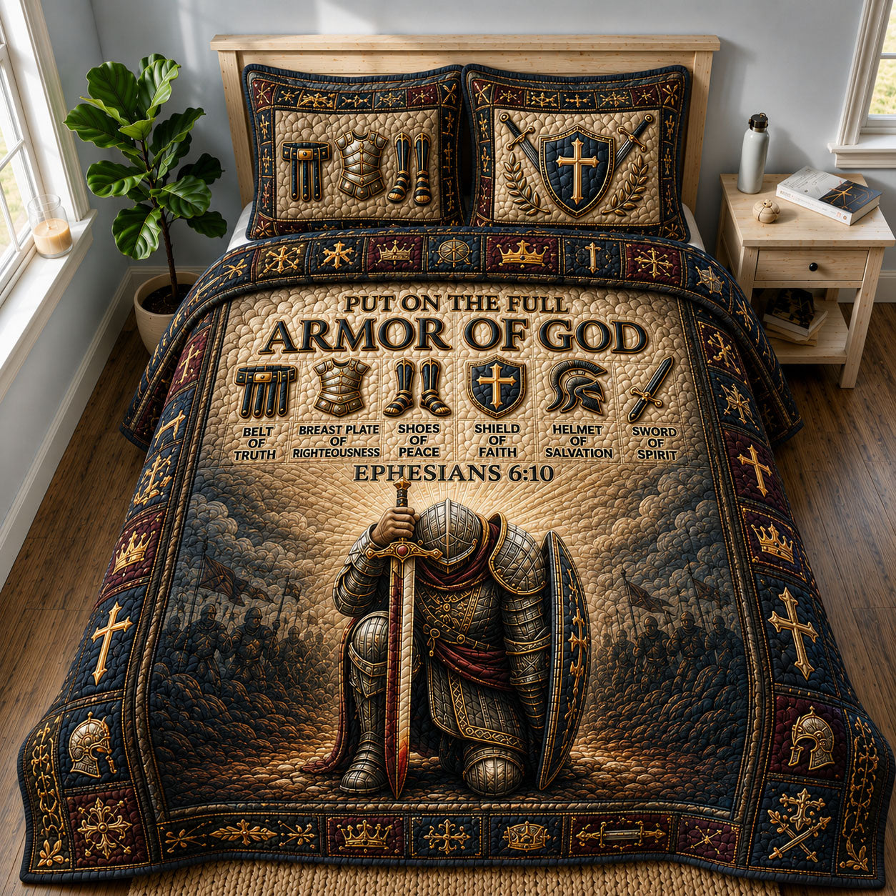 Full Armor Of God 3-Piece Quilted Bedding Set GFTOHNL641