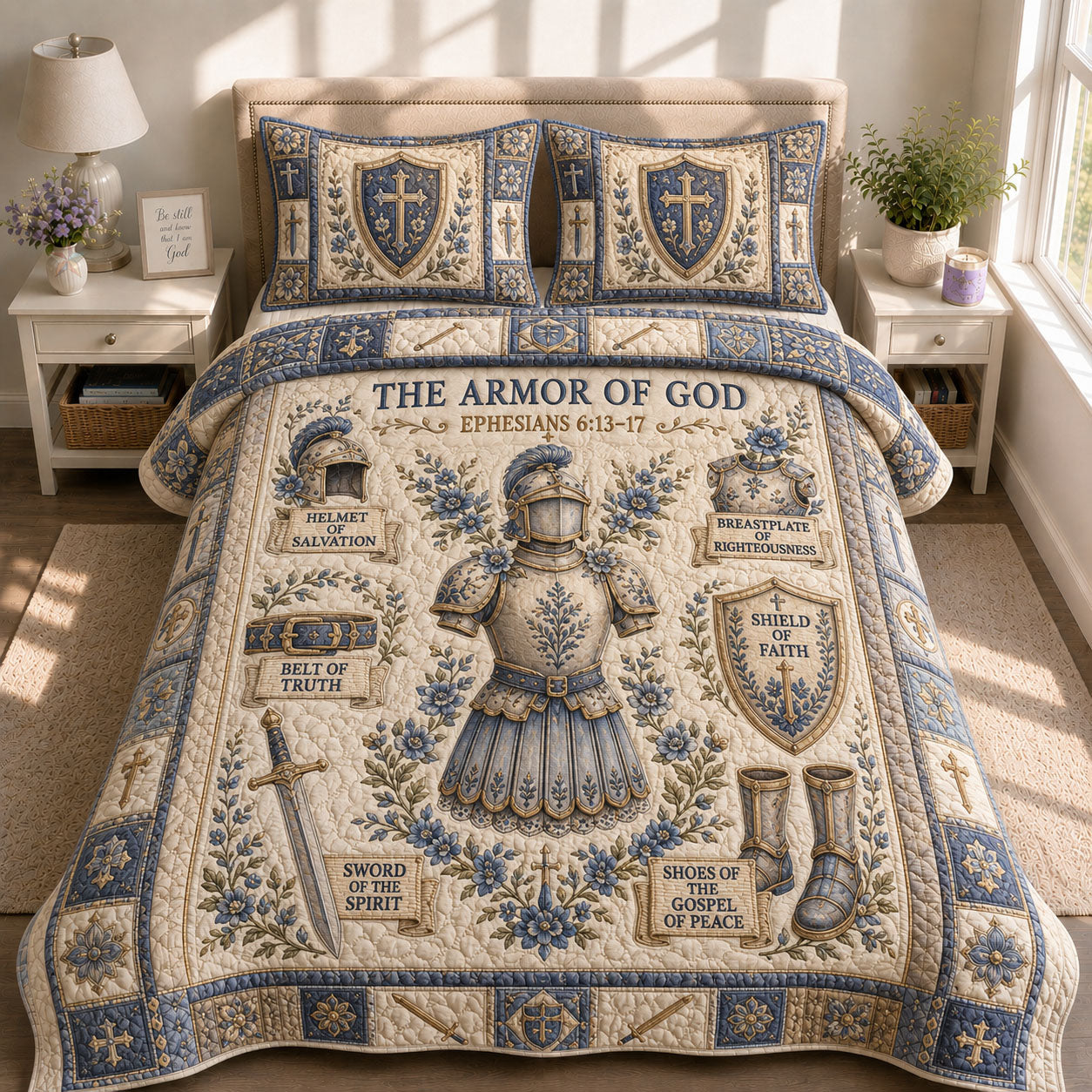 Armor Of God  3-Piece Quilted Bedding Set GFTOHNL642