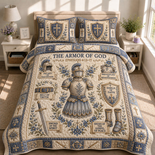 Armor Of God  3-Piece Quilted Bedding Set GFTOHNL642