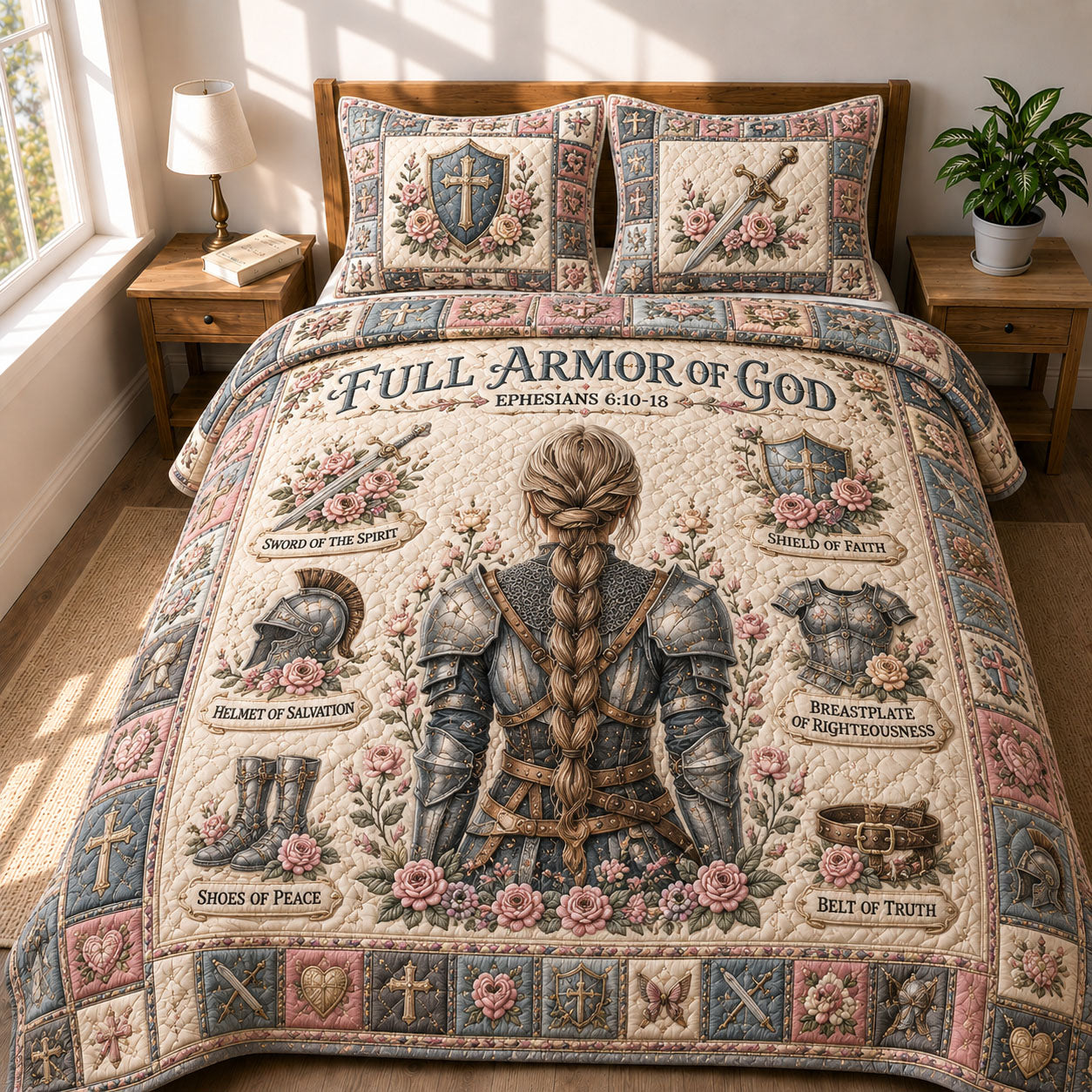 Full Armor Of God 3-Piece Quilted Bedding Set GFTOHNL643