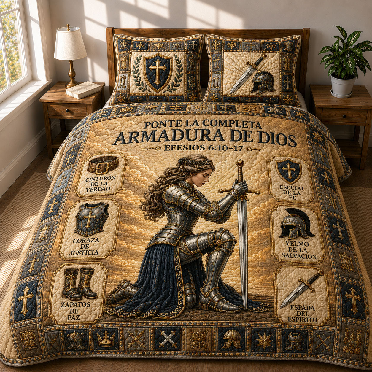 Armadura de Dios 3-Piece Quilted Bedding Set GFTOHNL644