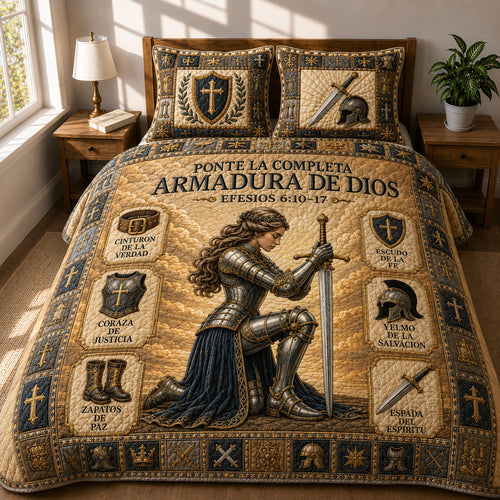 Armadura de Dios 3-Piece Quilted Bedding Set GFTOHNL644
