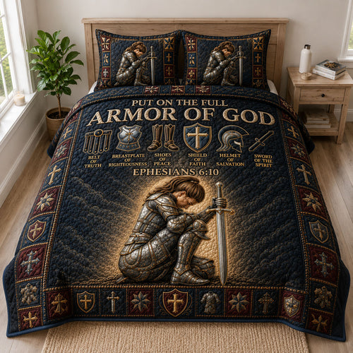 Full Armor Of God 3-Piece Quilted Bedding Set GFTOHNL645