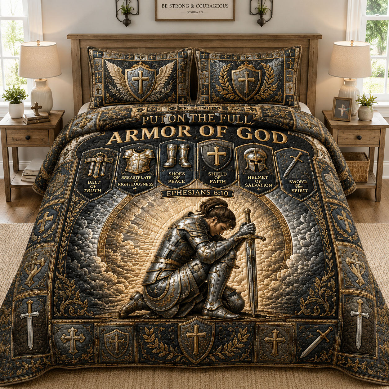 Full Armor Of God 3-Piece Quilted Bedding Set GFTOHNL647
