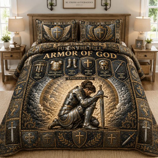 Full Armor Of God 3-Piece Quilted Bedding Set GFTOHNL647