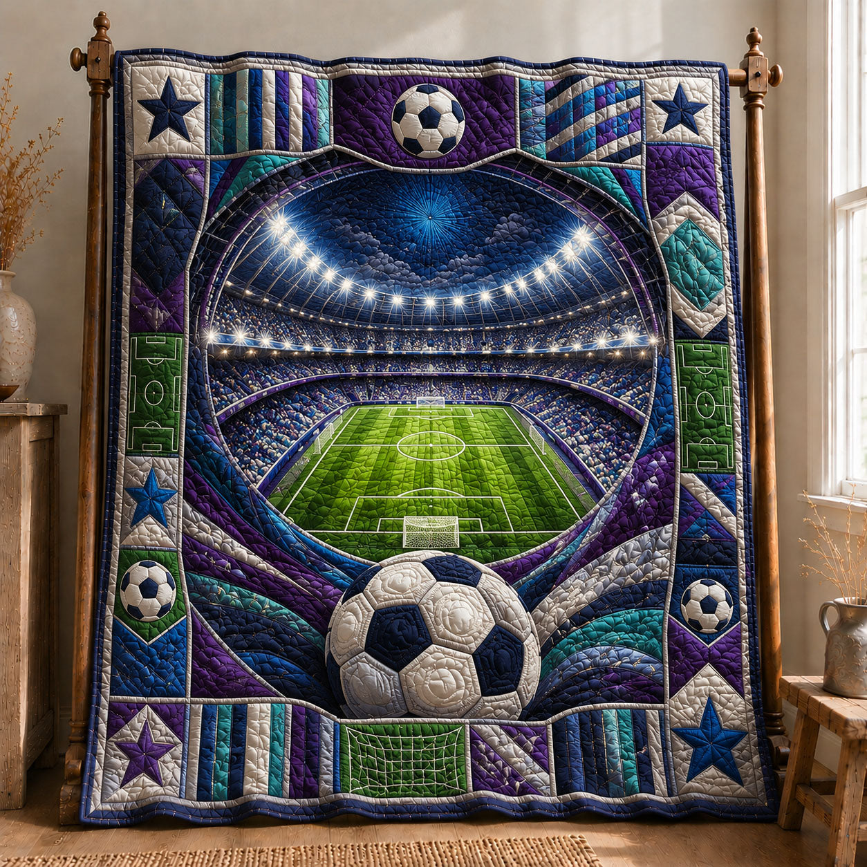 Galaxy Night Stadium Soccer Quilted Blanket GFTOHNL649