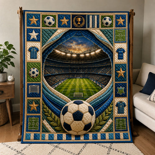 Elite Soccer Trophy Stadium Quilted Blanket GFTOHNL652