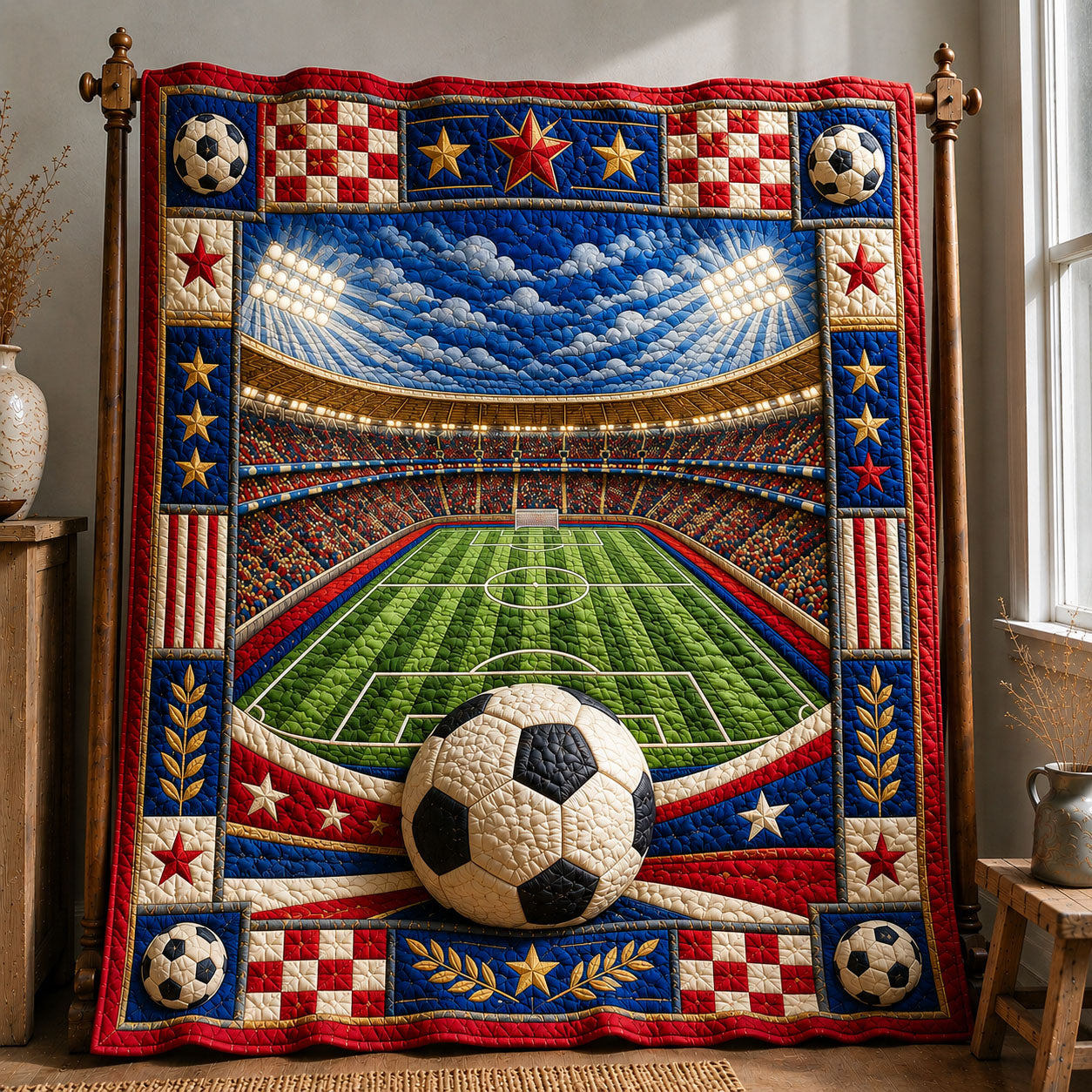 Patriotic Soccer Stadium Quilted Blanket GFTOHNL653