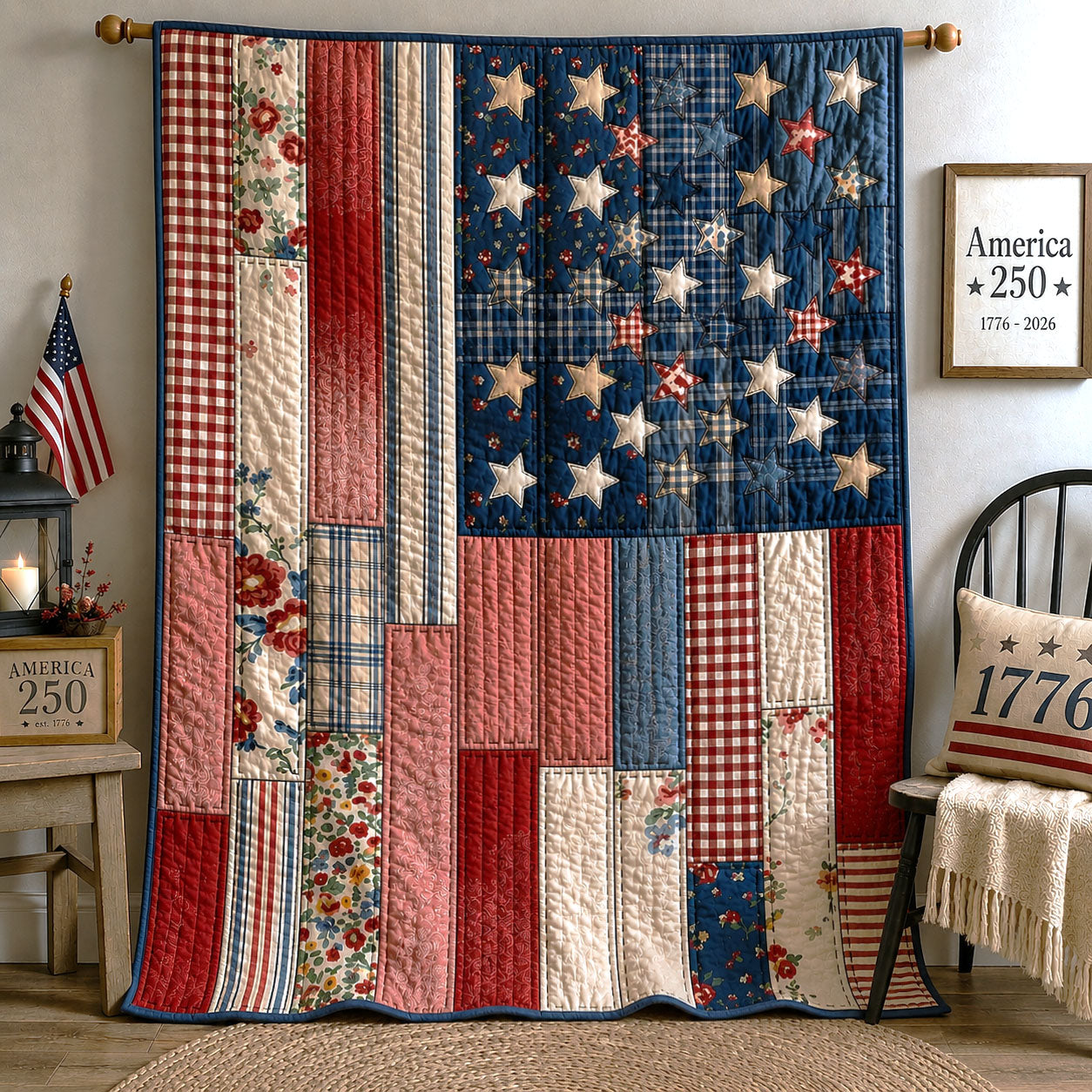 Vintage Americana Quilted Blanket GFTOHNL67