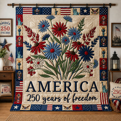 Americana Flowers 250 Years Quilted Blanket GFTOHNL68