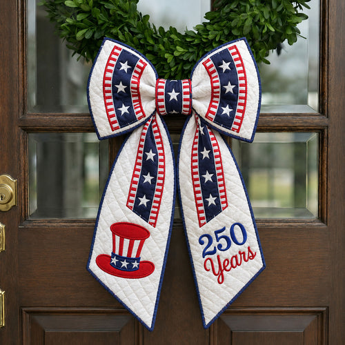 250 Years Patriotic Top Hat Quilted Wreath Sash GFTOHNL689