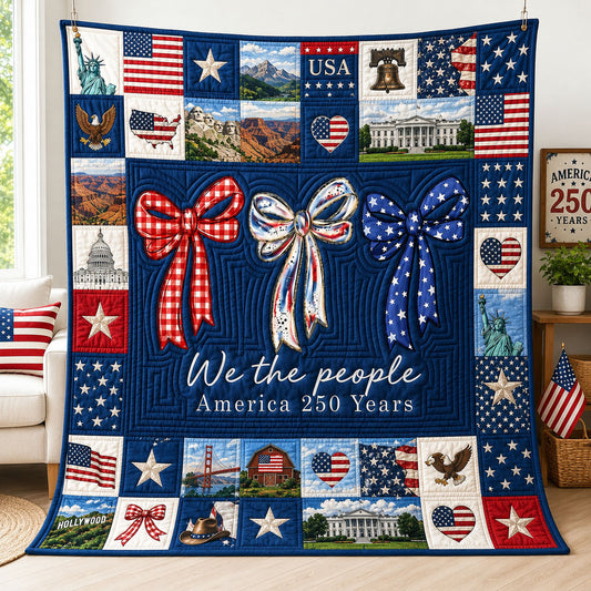 Americana Ribbon Bow Quilted Blanket GFTOHNL69