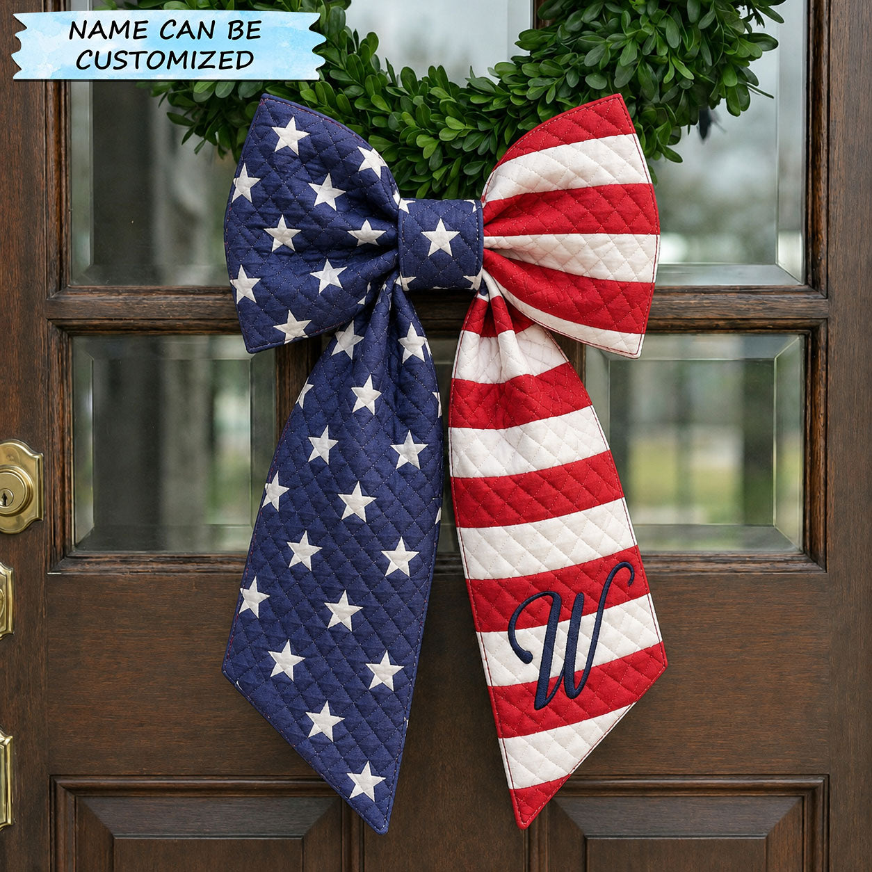 Personalized American Flag Monogram Quilted Wreath Sash QTCUZ GFTOHNL695