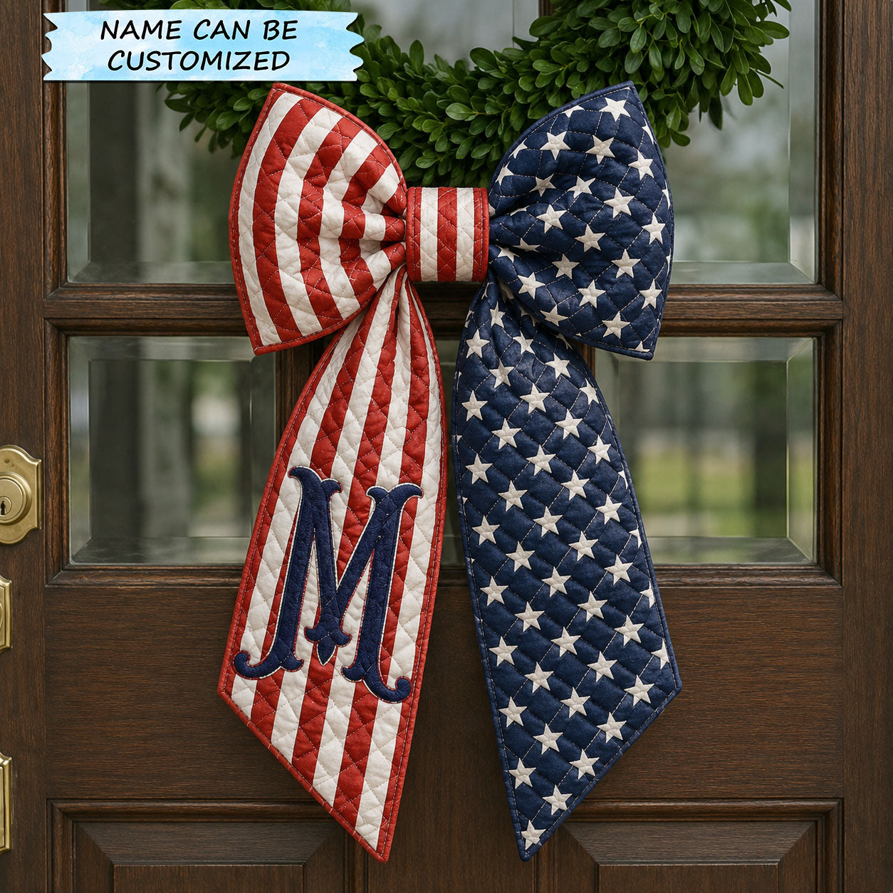 Personalized Americana Stars Stripes Monogram Quilted Wreath Sash QTCUZ GFTOHNL696