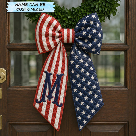 Personalized Americana Stars Stripes Monogram Quilted Wreath Sash QTCUZ GFTOHNL696
