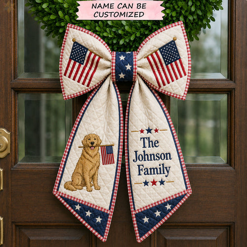 Personalized Patriotic Golden Retriever Family Quilted Wreath Sash QTCUZ GFTOHNL714