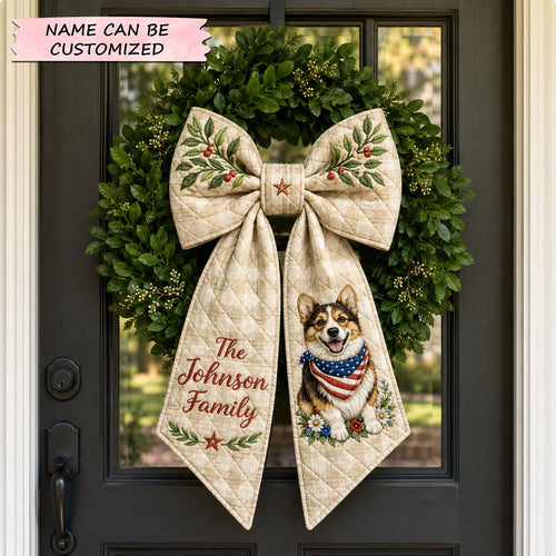 Personalized Rustic Corgi Family Quilted Wreath Sash QTCUZ GFTOHNL717