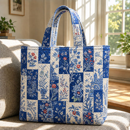 Toile De Jouy Pattern Quilted Tote Bag GFTOHNL725