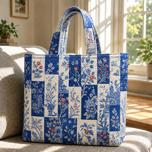 Toile De Jouy Pattern Quilted Tote Bag GFTOHNL725